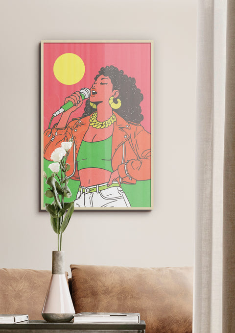 Modern Retro — Vocal Gold | Black Fine Art Print